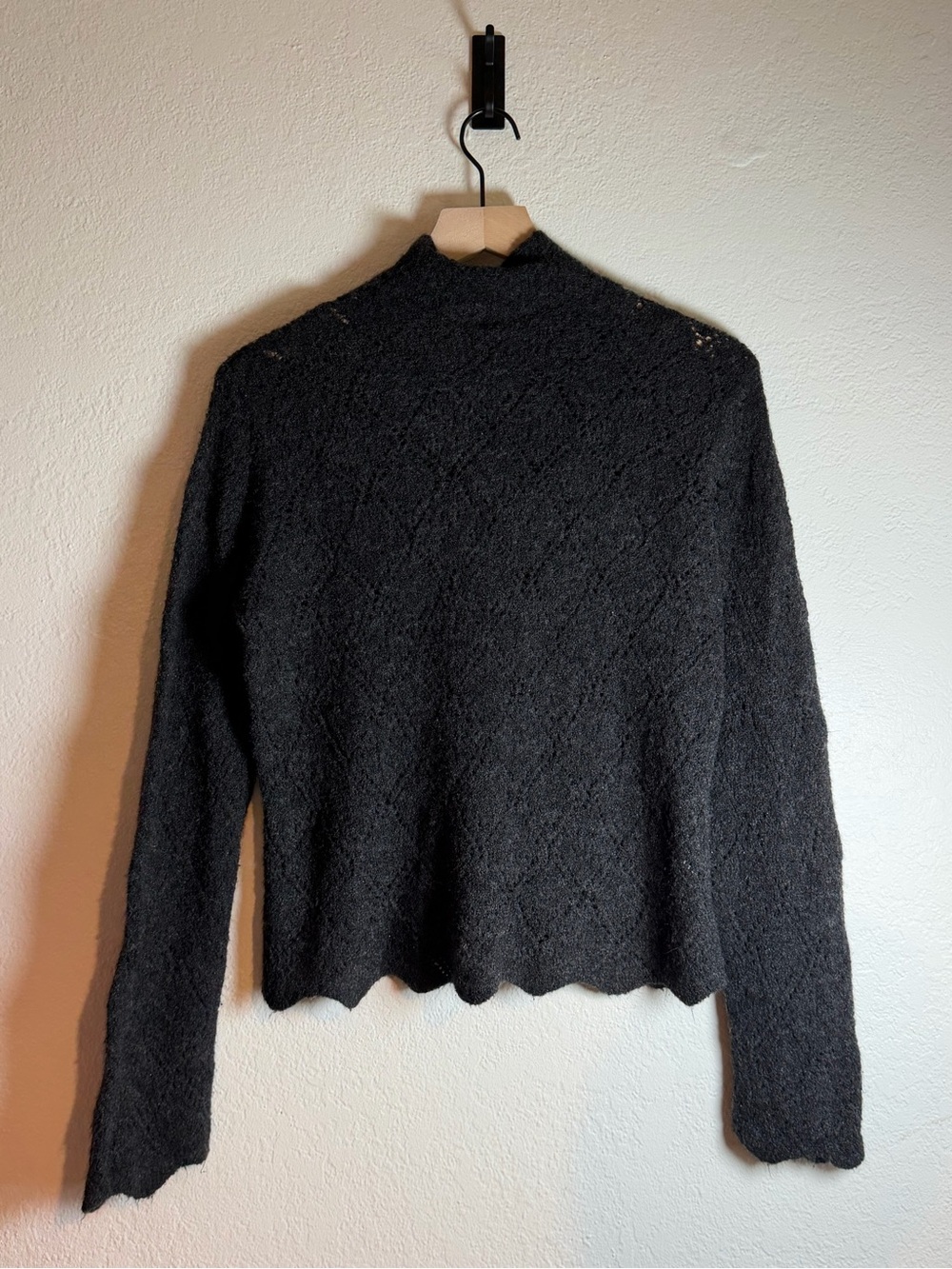 Evie Charcoal Gray Mock Neck Wool Blend Sweater XL - Picture 3 of 4